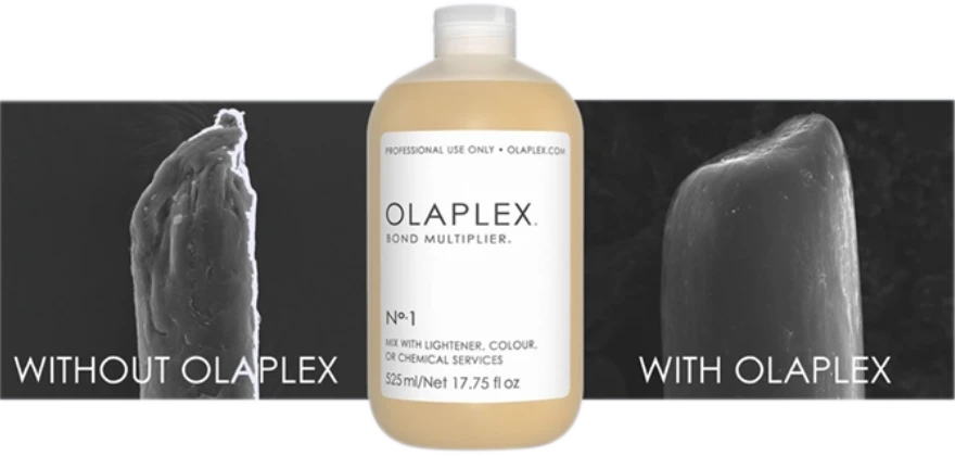 Haar zonder en met Olaplex